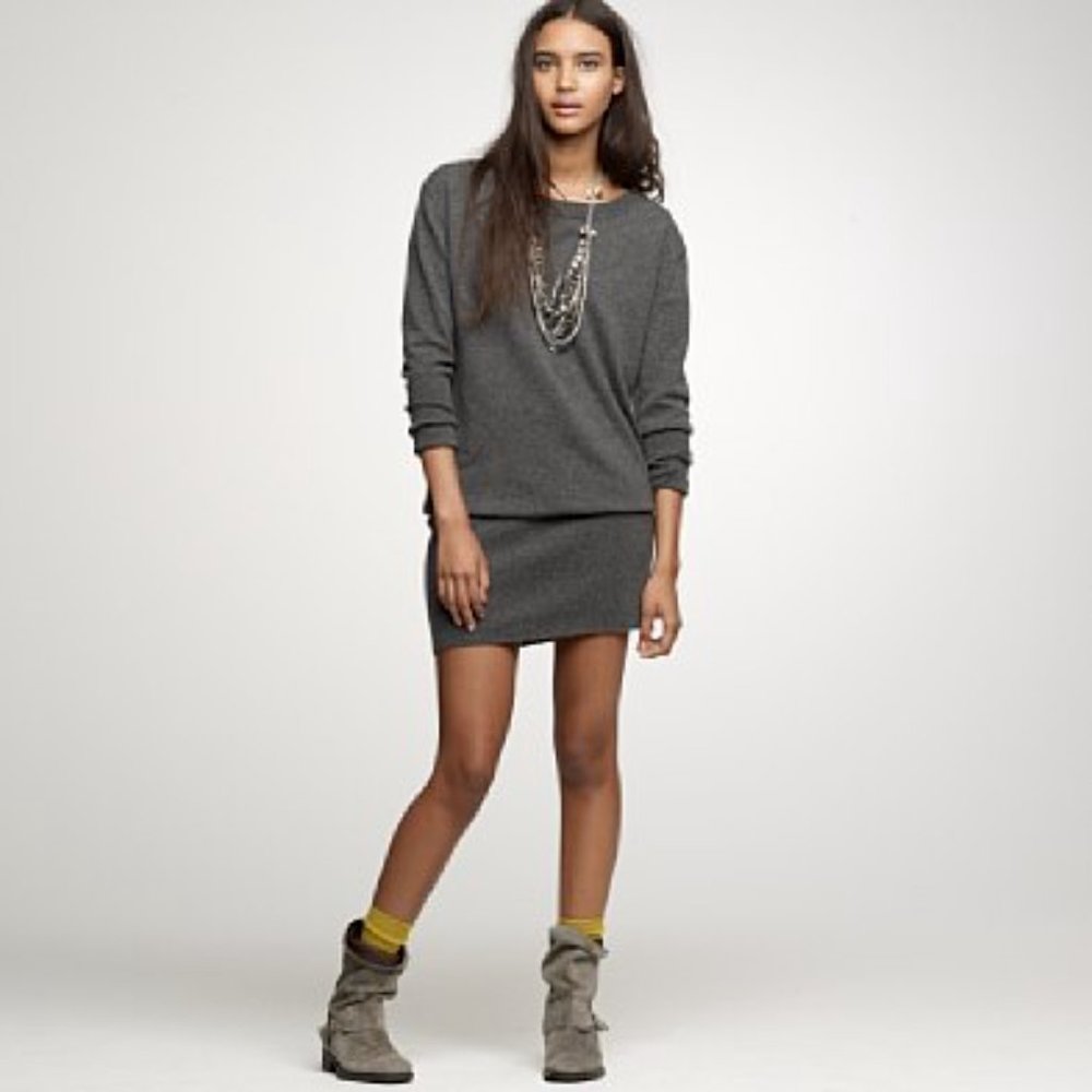 J. Crew Wool Cashmere Sweater Dress, Charcoal, XS